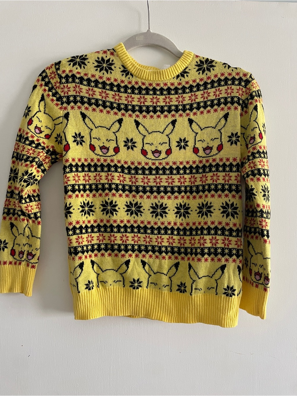Yellow Pikachu Pattern Crewneck Sweater Boys S